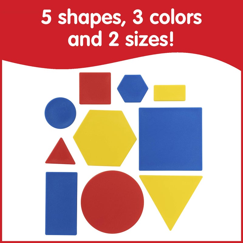 Learning Advantage edxeducation Relational Attribute Blocks - Set of 60 - Math Supplies for Early Math - 5 Shapes + 2 Sizes + 3 Colors + 2 Thicknesses + storage tray - Image 2